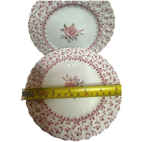 Rose Bouquet by Johnson Bros Ironstone Mauve Pink 6 Dessert Plates - Picture 3 of 6
